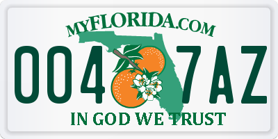 FL license plate 0047AZ