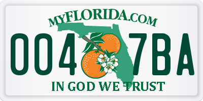 FL license plate 0047BA