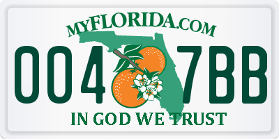 FL license plate 0047BB