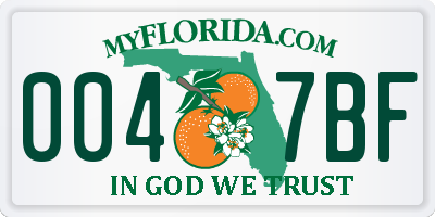 FL license plate 0047BF