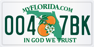 FL license plate 0047BK