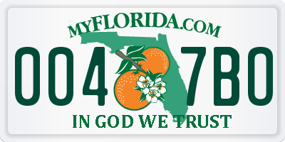 FL license plate 0047BO