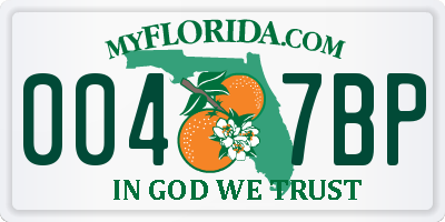 FL license plate 0047BP