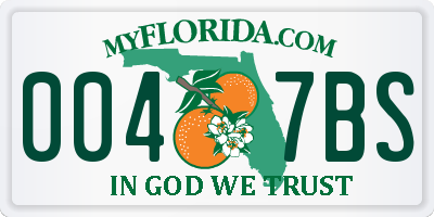 FL license plate 0047BS