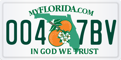 FL license plate 0047BV