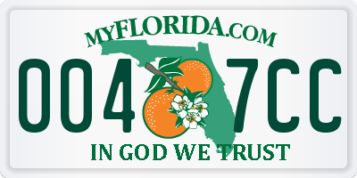 FL license plate 0047CC