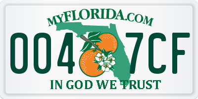 FL license plate 0047CF