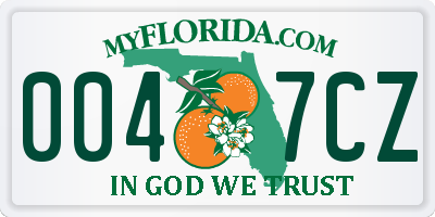 FL license plate 0047CZ