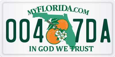 FL license plate 0047DA