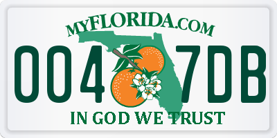 FL license plate 0047DB