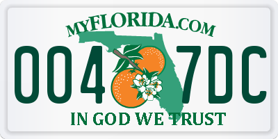 FL license plate 0047DC