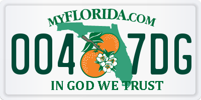 FL license plate 0047DG