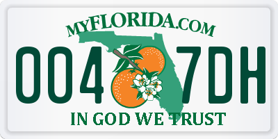 FL license plate 0047DH
