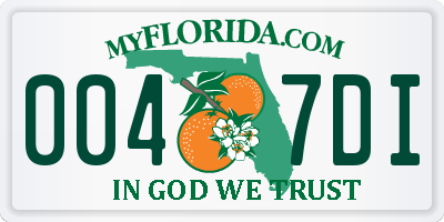 FL license plate 0047DI