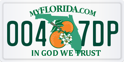 FL license plate 0047DP