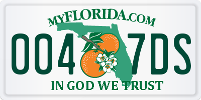 FL license plate 0047DS
