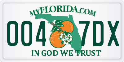 FL license plate 0047DX