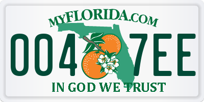 FL license plate 0047EE