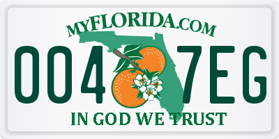 FL license plate 0047EG