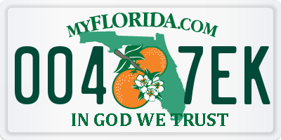 FL license plate 0047EK