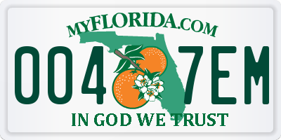 FL license plate 0047EM