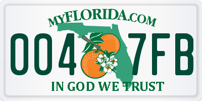 FL license plate 0047FB