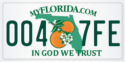 FL license plate 0047FE