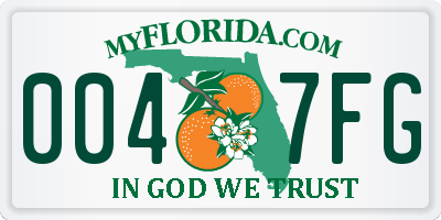 FL license plate 0047FG