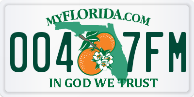 FL license plate 0047FM