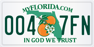 FL license plate 0047FN