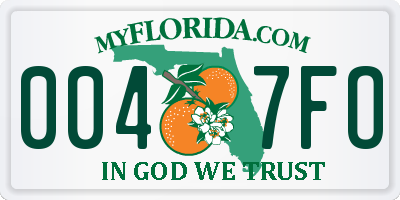 FL license plate 0047FO