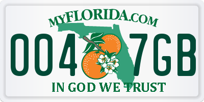 FL license plate 0047GB