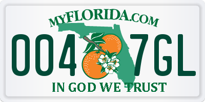 FL license plate 0047GL