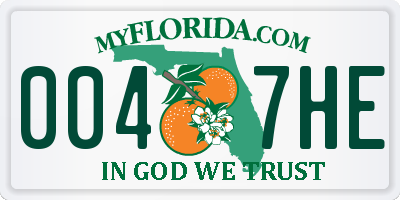 FL license plate 0047HE