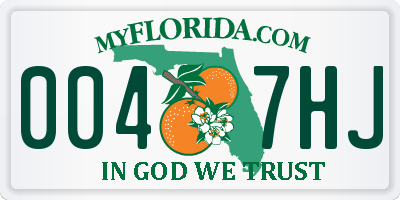 FL license plate 0047HJ