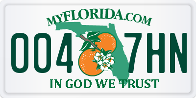 FL license plate 0047HN