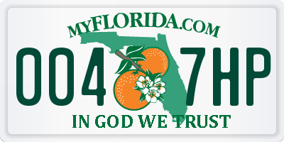 FL license plate 0047HP