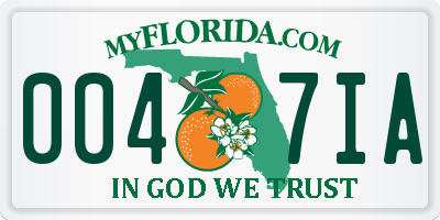 FL license plate 0047IA