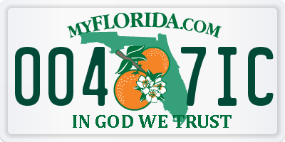 FL license plate 0047IC