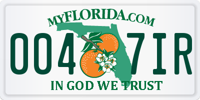 FL license plate 0047IR