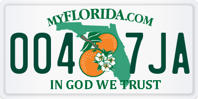 FL license plate 0047JA