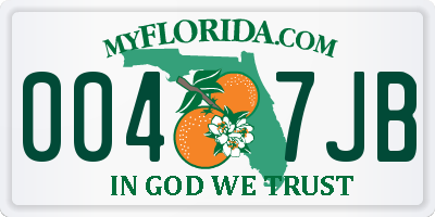 FL license plate 0047JB