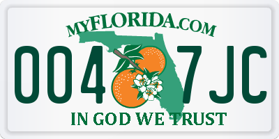 FL license plate 0047JC