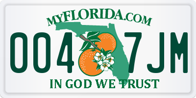 FL license plate 0047JM