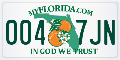 FL license plate 0047JN