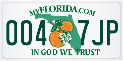 FL license plate 0047JP