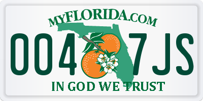 FL license plate 0047JS