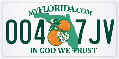 FL license plate 0047JV