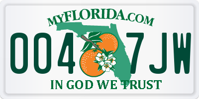 FL license plate 0047JW