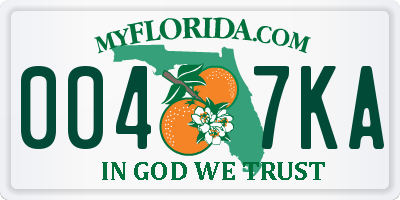 FL license plate 0047KA